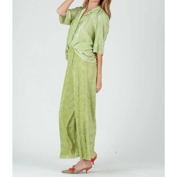 NEW LUCCA raleigh button down set top and pant in keylime - Picture 2 of 3